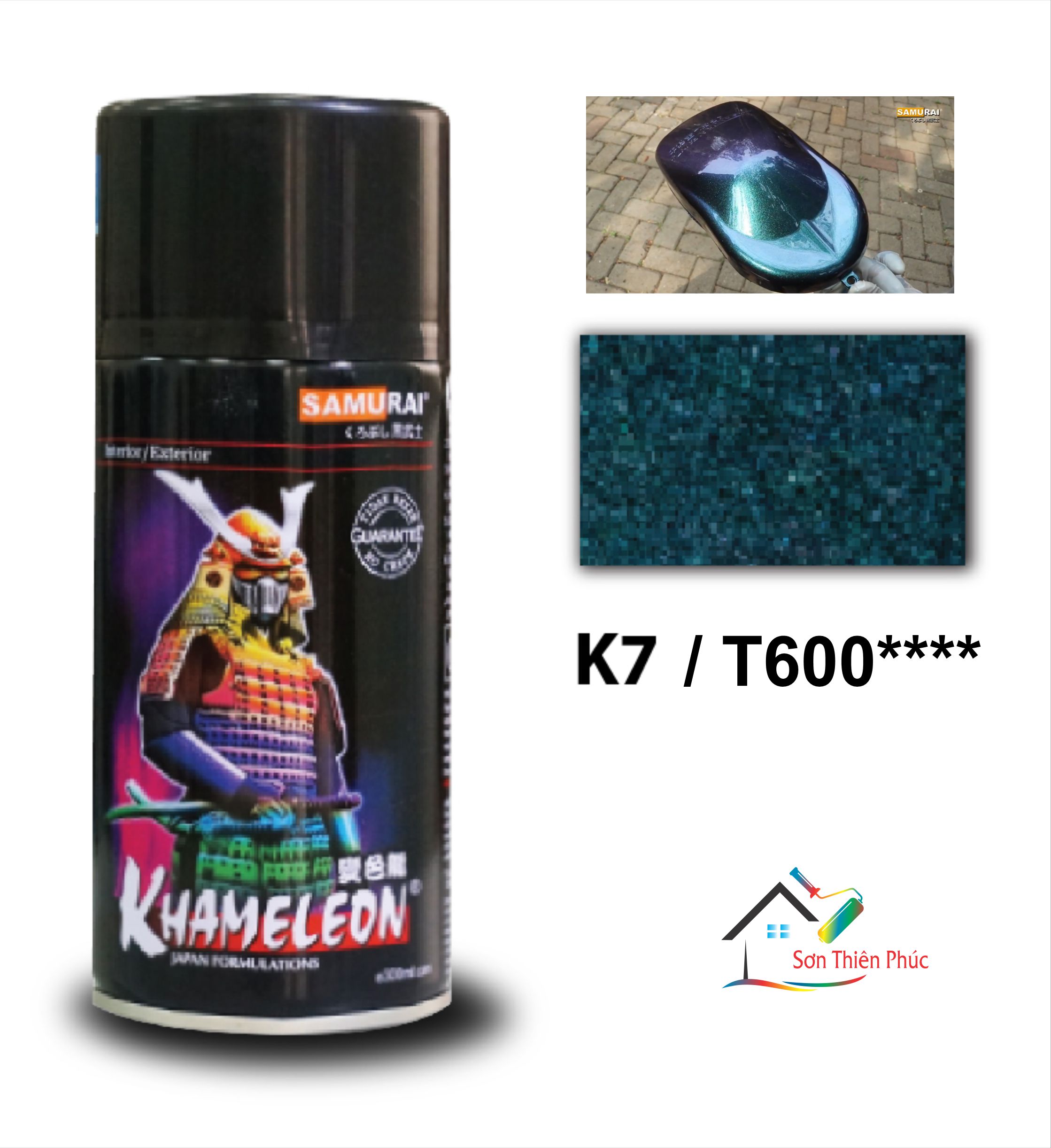 Sơn xịt Samurai màu 3D Tím Ánh Xanh - T600**** (đổi màu theo góc nhìn). 300ml