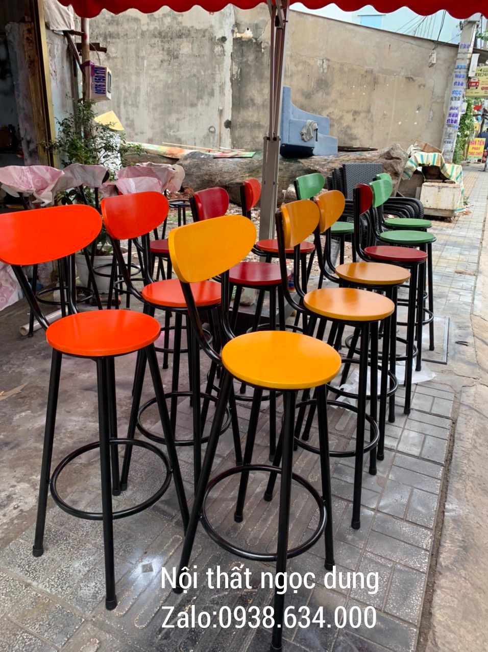 ghế quầy bar gỗ khung sắt