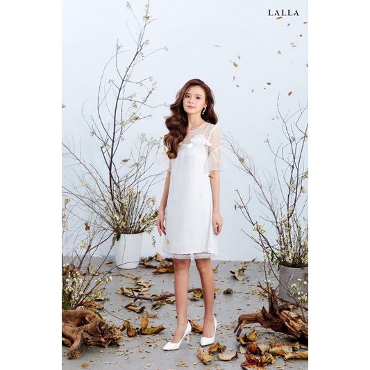 LALLA - Đầm form suông Xobi tay lỡ chấm bi nữ