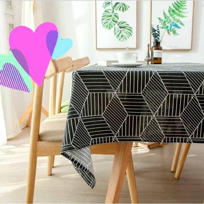 Khăn trải bàn canvas lập thể đen