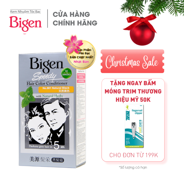 Thuốc nhuộm dưỡng tóc phủ bạc thảo dược Bigen Conditioner Thương hiệu Nhật Bản 80ml dạng kem - Đen Tự Nhiên 881