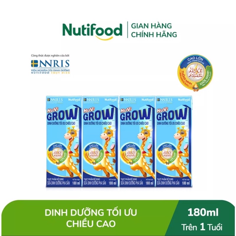 [MẪU MỚI] Thùng 48 hộp Sữa Bột Pha Sẵn NUVI GROW (180ml)