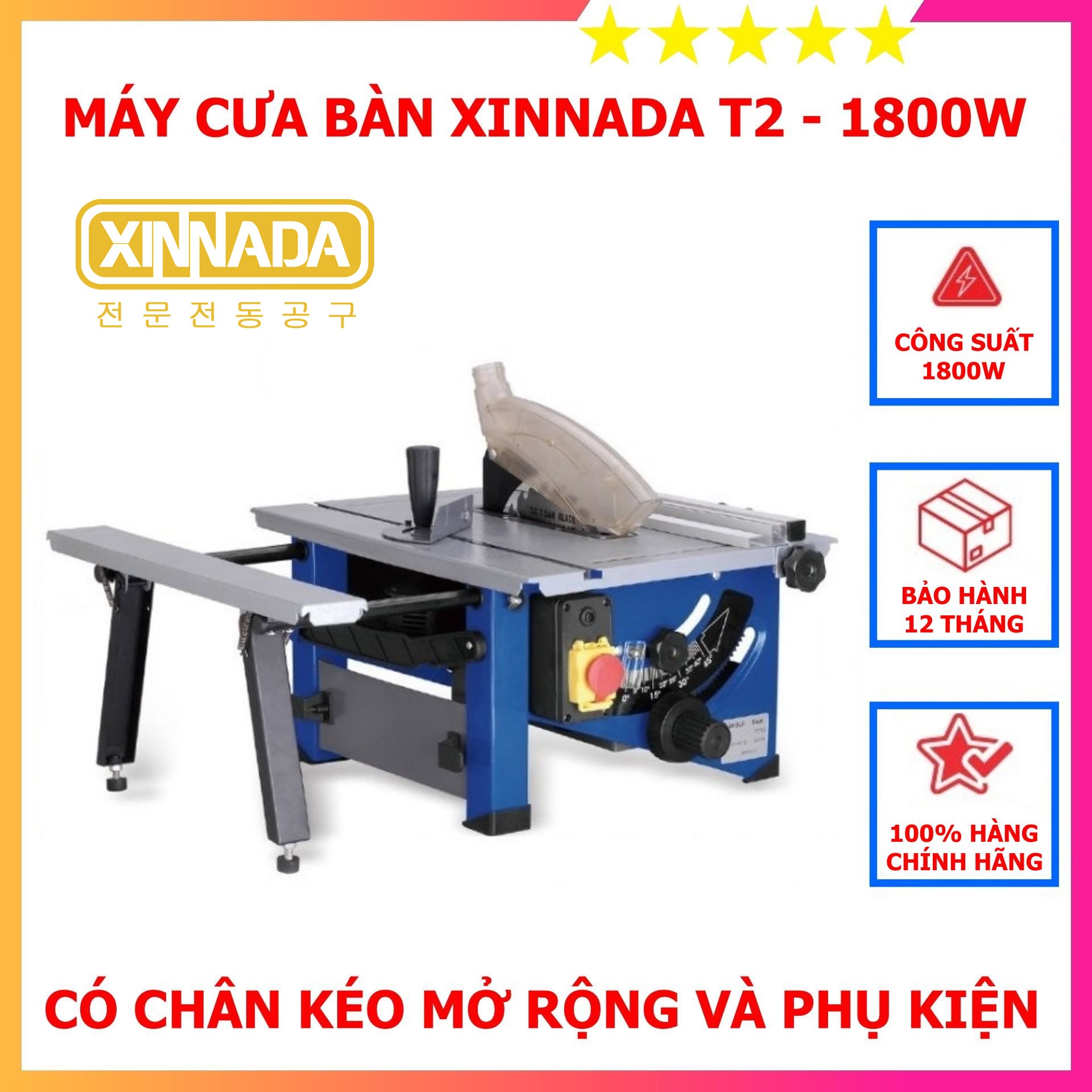Máy cưa bàn trượt mini công nghệ Hàn Quốc - Có bàn cưa mở rộng - Điều chỉnh cắt sâu, cắt nghiêng - Bảo hành 12 tháng Toàn Quốc