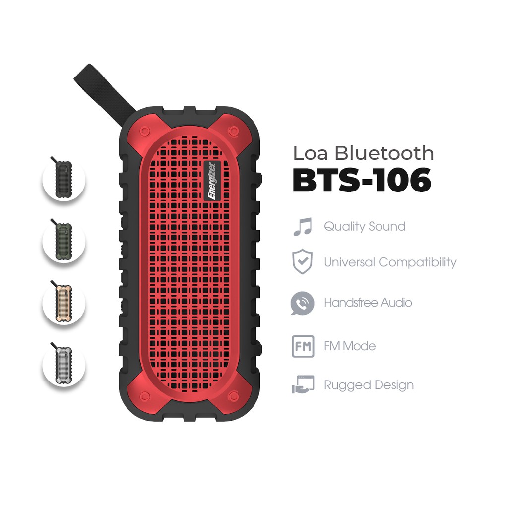 Loa bluetooth di động energizer bts-106 - hàng chính hãng, bảo hành 2 năm 1 đổi 1