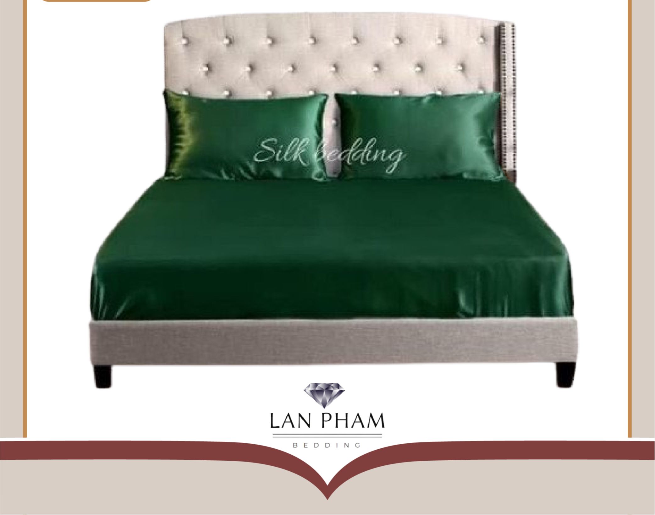 ( Lụa Loại 1) Ga - Drap Giường Lẻ Phi Lụa Lan Pham Bedding - Màu Xanh Lá Cây