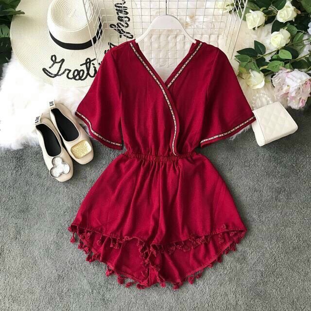 [HCM]Jumpsuit Đính Nơ Kate Nữ Thời Trang