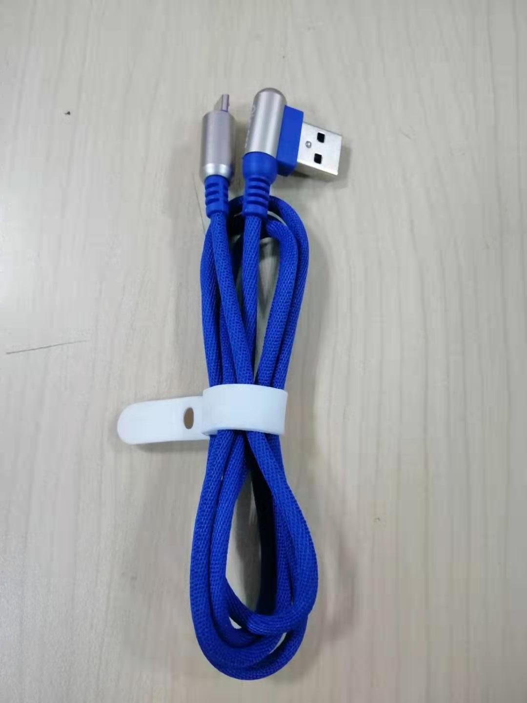 Cáp sạc Android dây vải chân USB vuông góc 90 độ