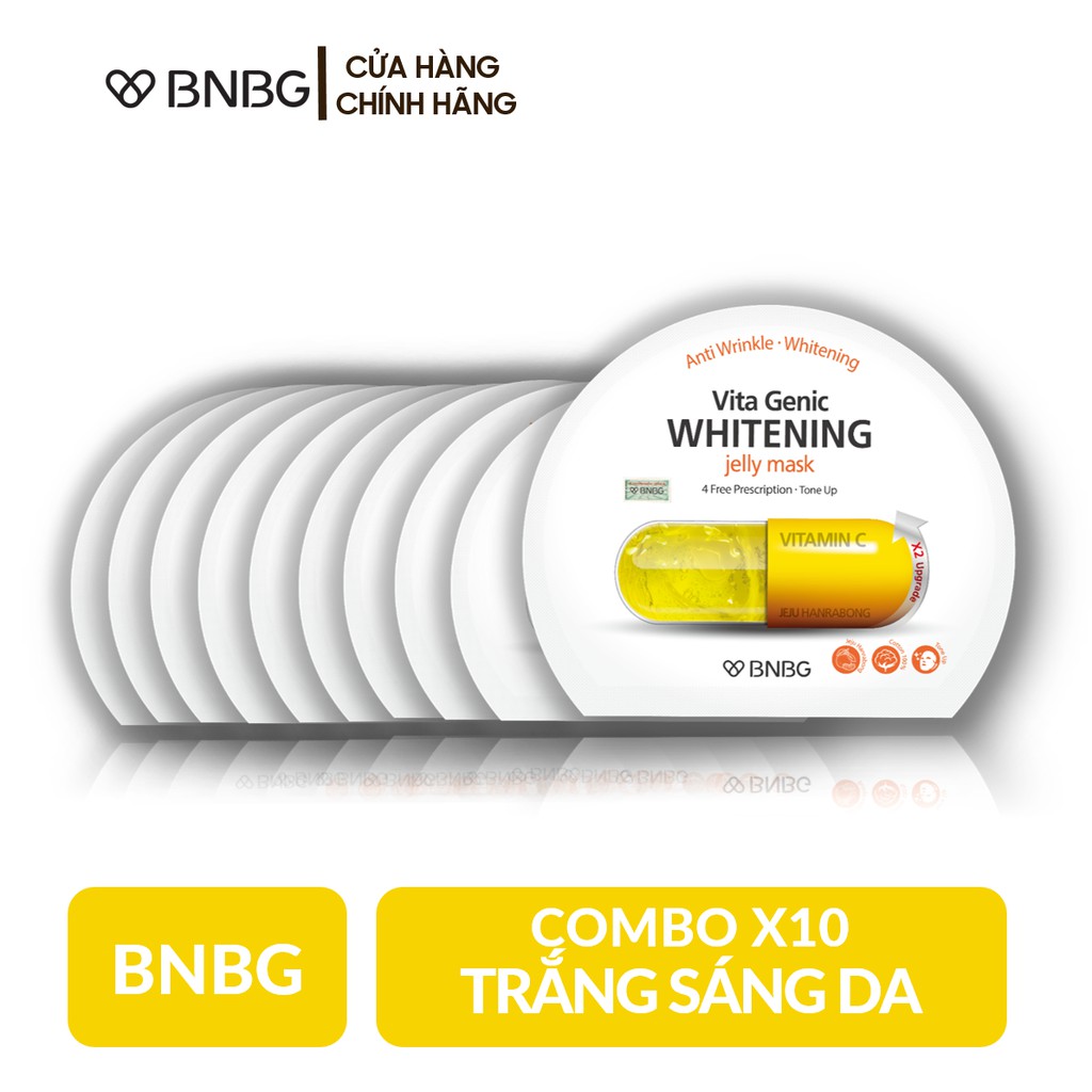 [HCM]Hộp 10 Mặt nạ giấy dưỡng da BNBG Vita Genic Whitening Jelly Mask (Vitamin C) 30ml x10