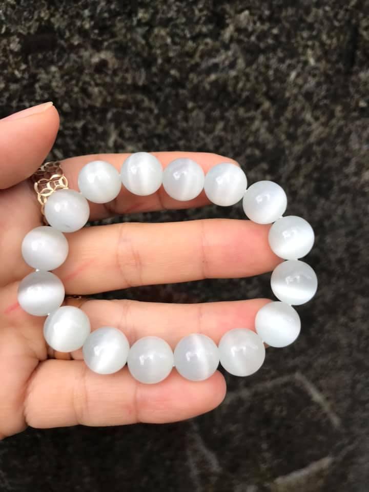 [HCM]VÒNG TAY ĐÁ MẮT MÈO TRẮNG đủ size