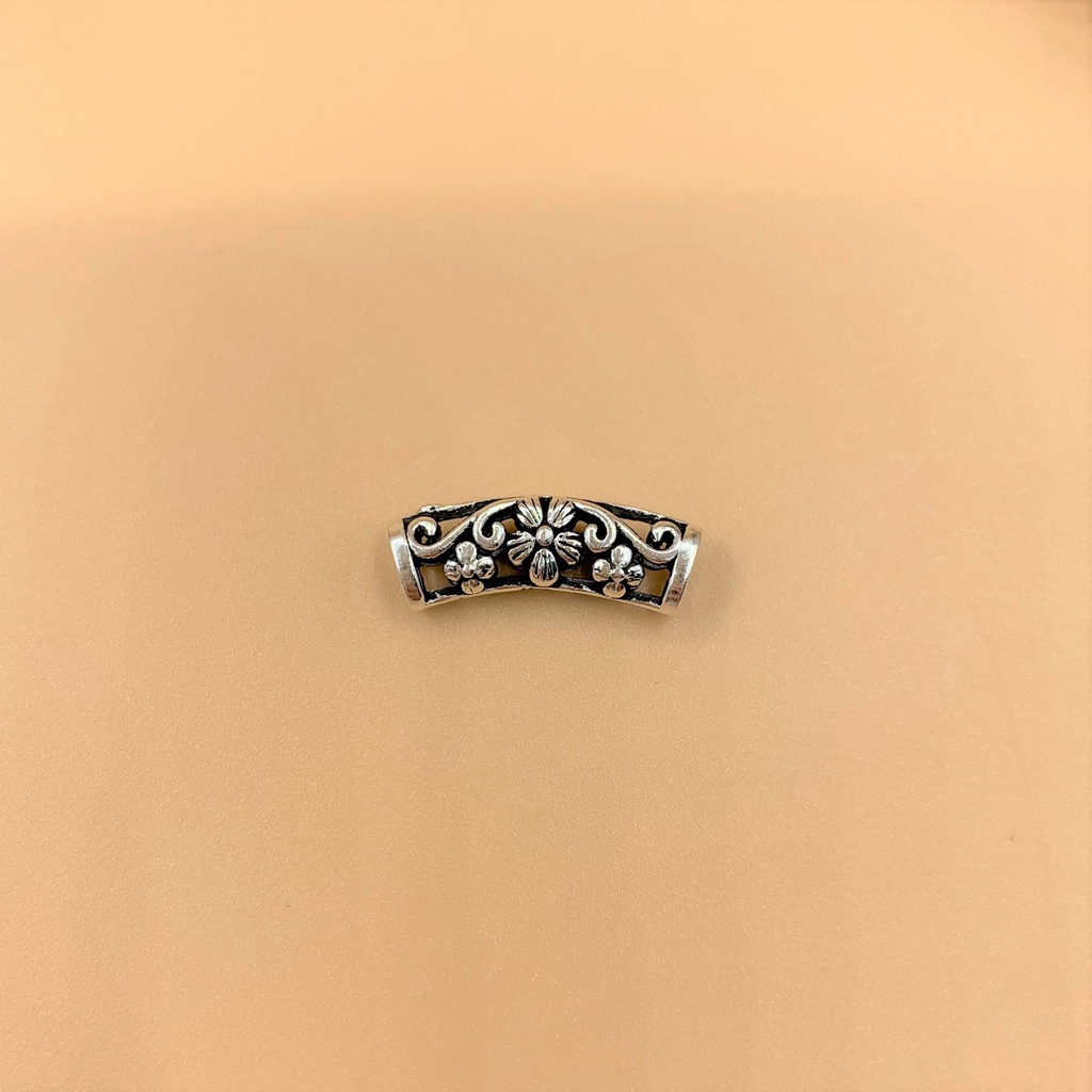 Charm nối ống dài khắc hoa văn - charm bạc 925 - mã ca620