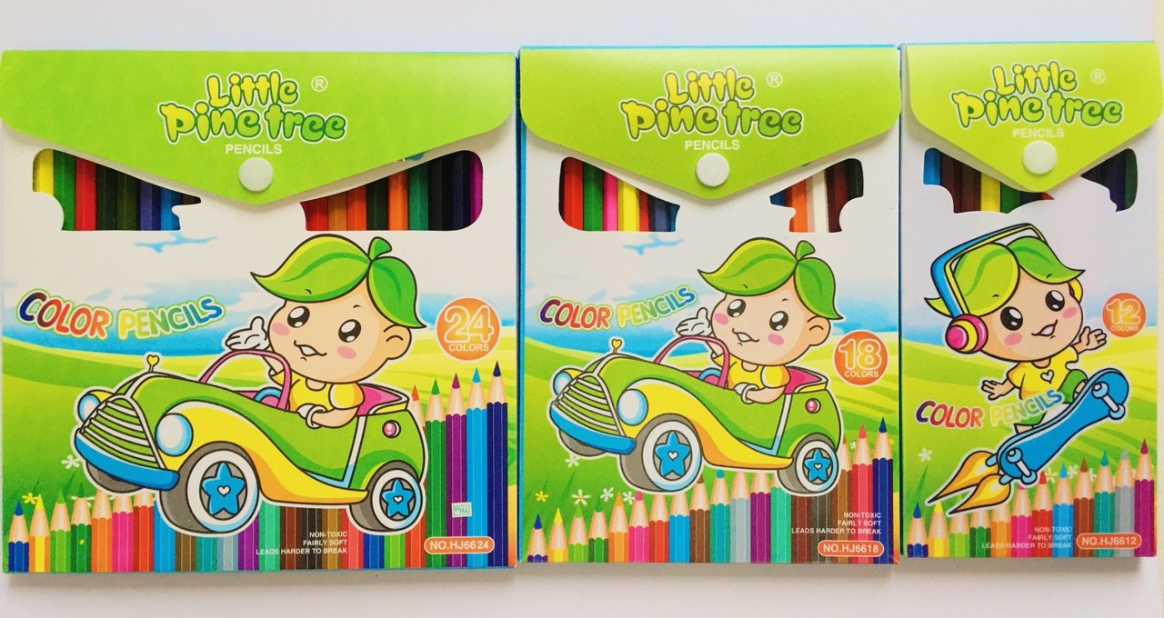 [HCM](Giá rẻ) - Hộp Bút Chì 12-18- 24 màu Dài Little Pine Tree - Hôp nhựa