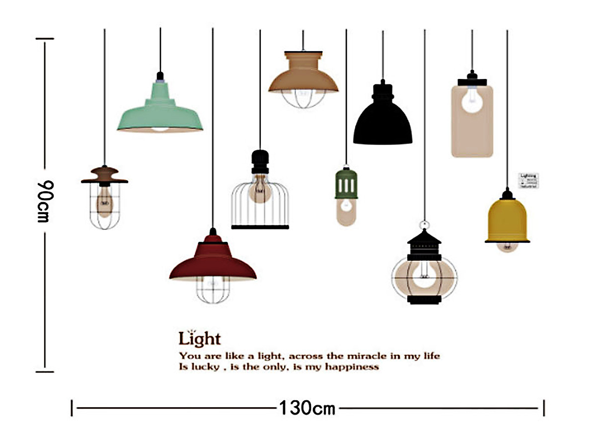 DECAL DÁN TƯỜNG CHÙM ĐÈN ĐỦ MÀU LIGHT
