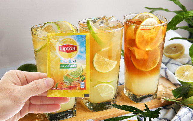 Trà chanh Lipton Ice Tea Hộp 224g (14g x 16 gói) [Bộ 2 hộp Tặng bình giữ nhiệt]
