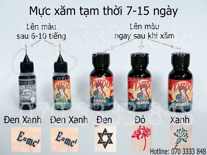 Mực xăm tạm thời 7-15 ngày [ Tặng 1 Khuôn + Sticker ][Màu Xanh Đen]