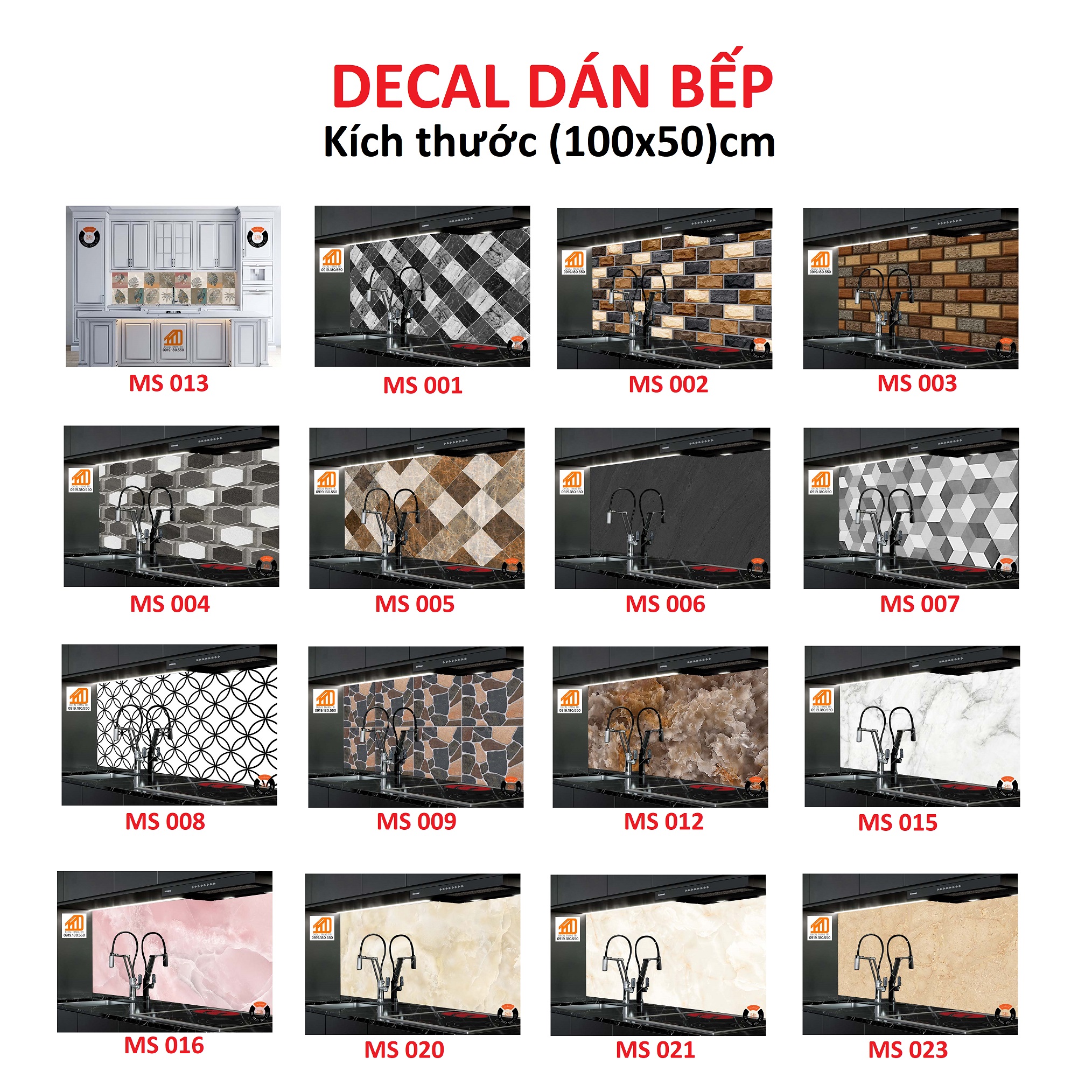 DECAL DÁN BẾP KÍCH THƯỚC ( 50x100 ) cm - Tổng hợp mẫu -  THUTHAODECOR