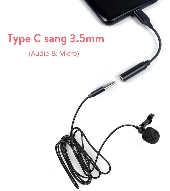 Cáp chuyển đổi USB Type c sang 3.5mm ( hỗ trợ Mic và Audio )