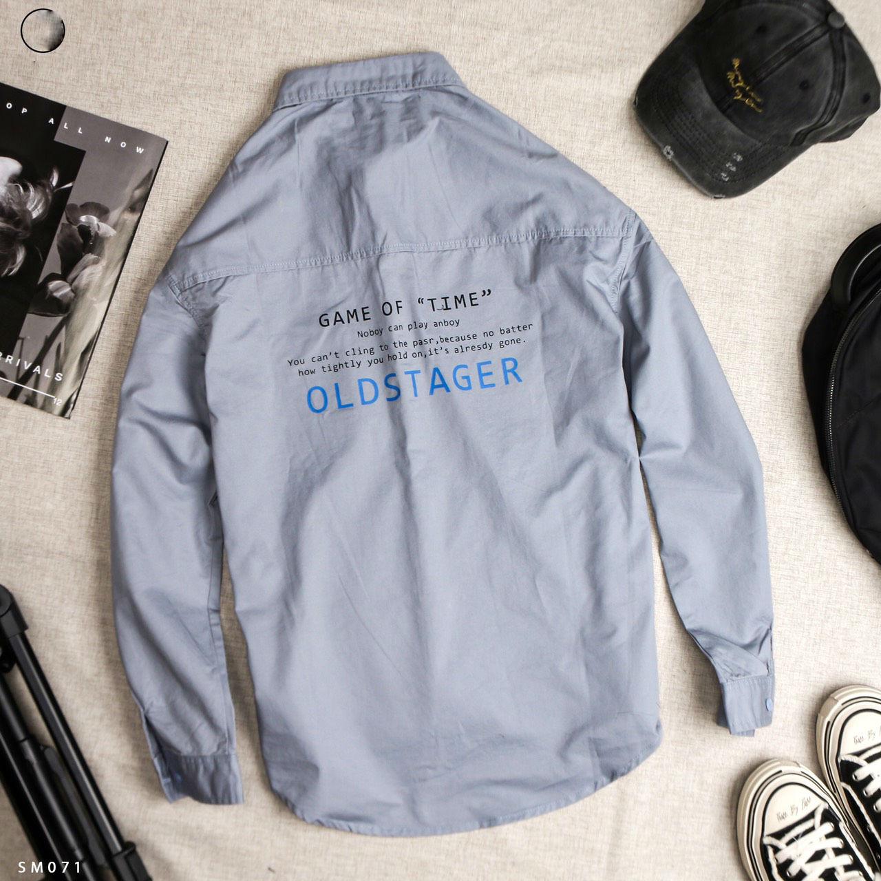 [HCM]Áo sơ mi nam dài tay phối túi in chữ trước sau thời trang siêu hot Vải kate lụa thoáng mátkhông ngănkhông xù