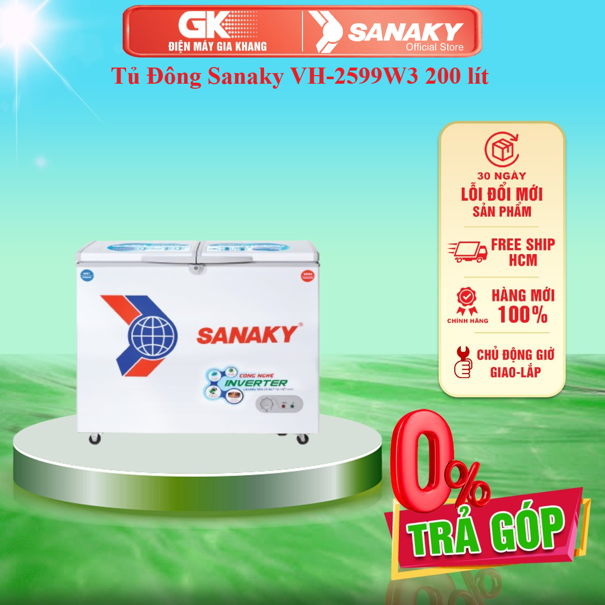 Tủ Đông Sanaky VH-2599W3 200 lít - Bảo hành 2 năm - GIAO TOÀN QUỐC - FREESHIP HCM