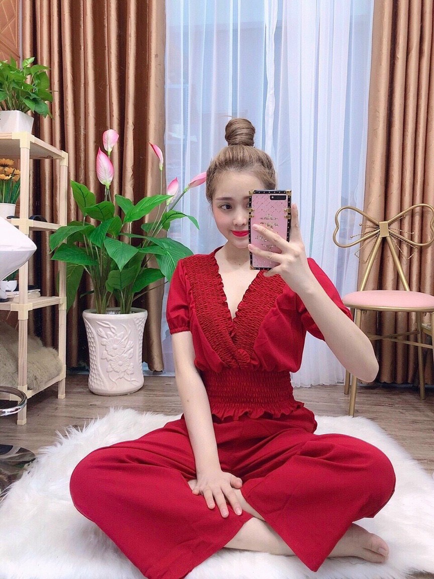 Set bộ voan cổ tym nhún eo nhún cổ thời trang TTSA0842
