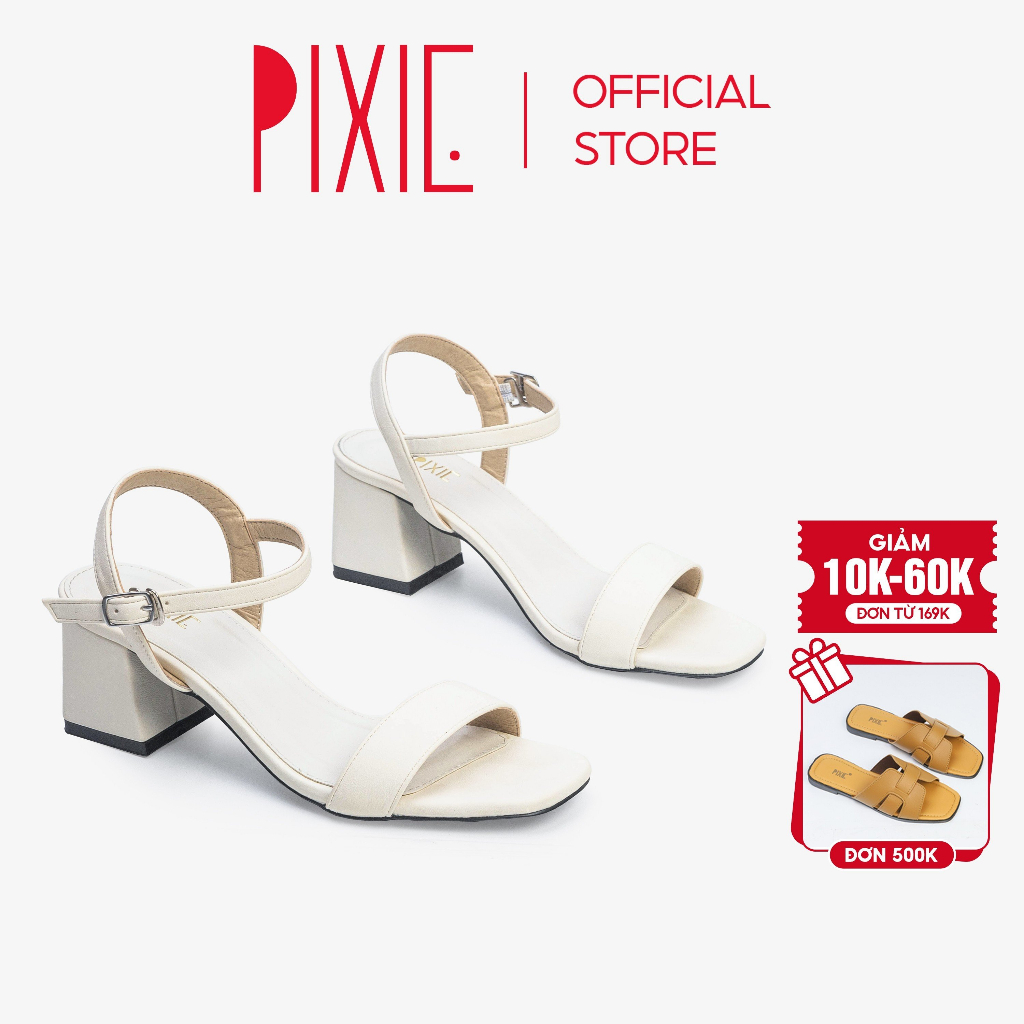 Giày sandal cao gót 5cm quai ngang pixie h158