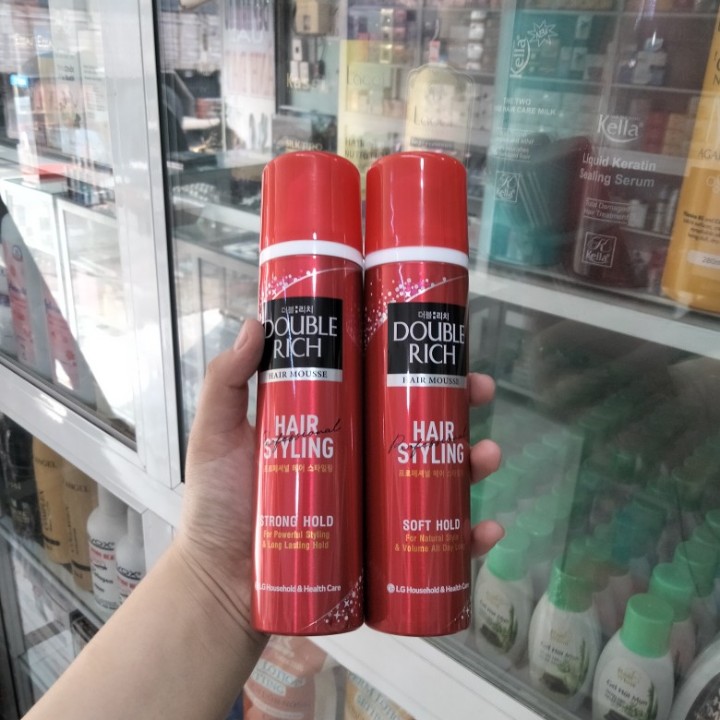 Double Rich Red Hair Styling Mousse Spray Bottle