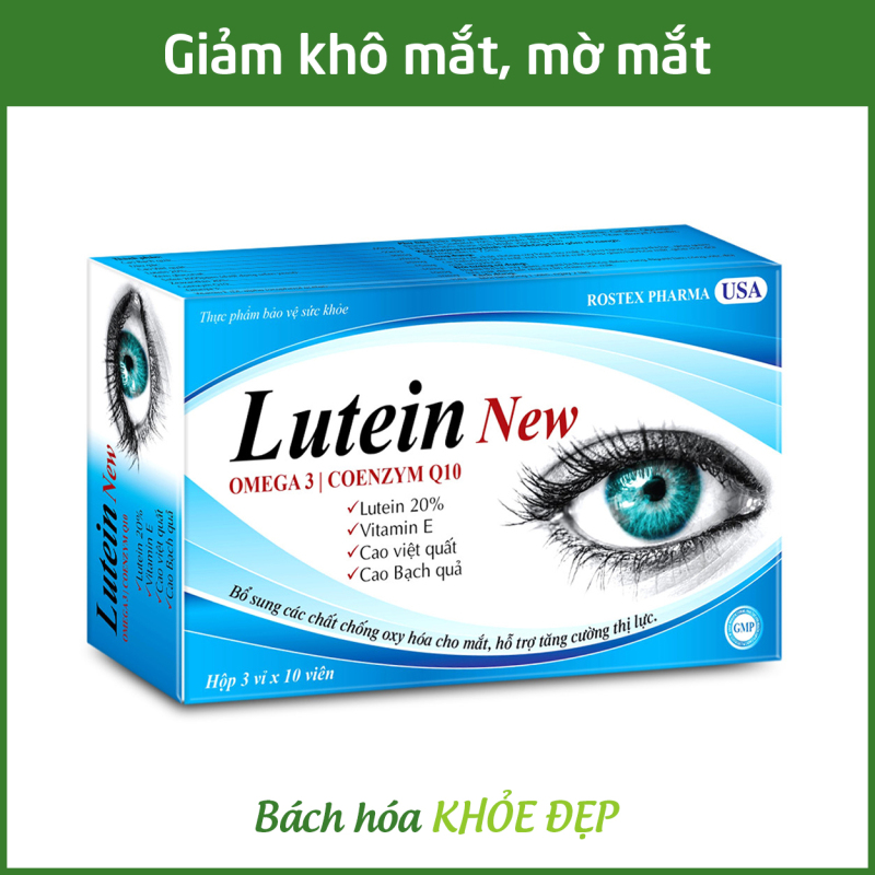 Viên uống bổ mắt Lutein New Omega 3 giảm khô mắt, mờ mắt, mỏi mắt, tăng cường thị lực - Hộp 30 viên