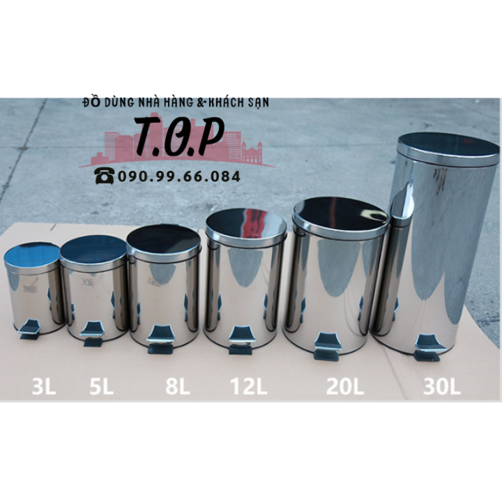 Thùng rác đạp chân Inox 12L (25 x 39.5cm)