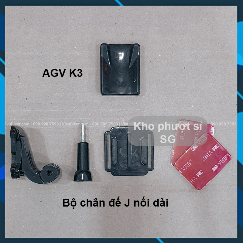 Mount gắn camera cằm mũ fullface AGV K3 - Pass gắn camera giữa cằm mũ bảo hiểm Fullface AGV K3