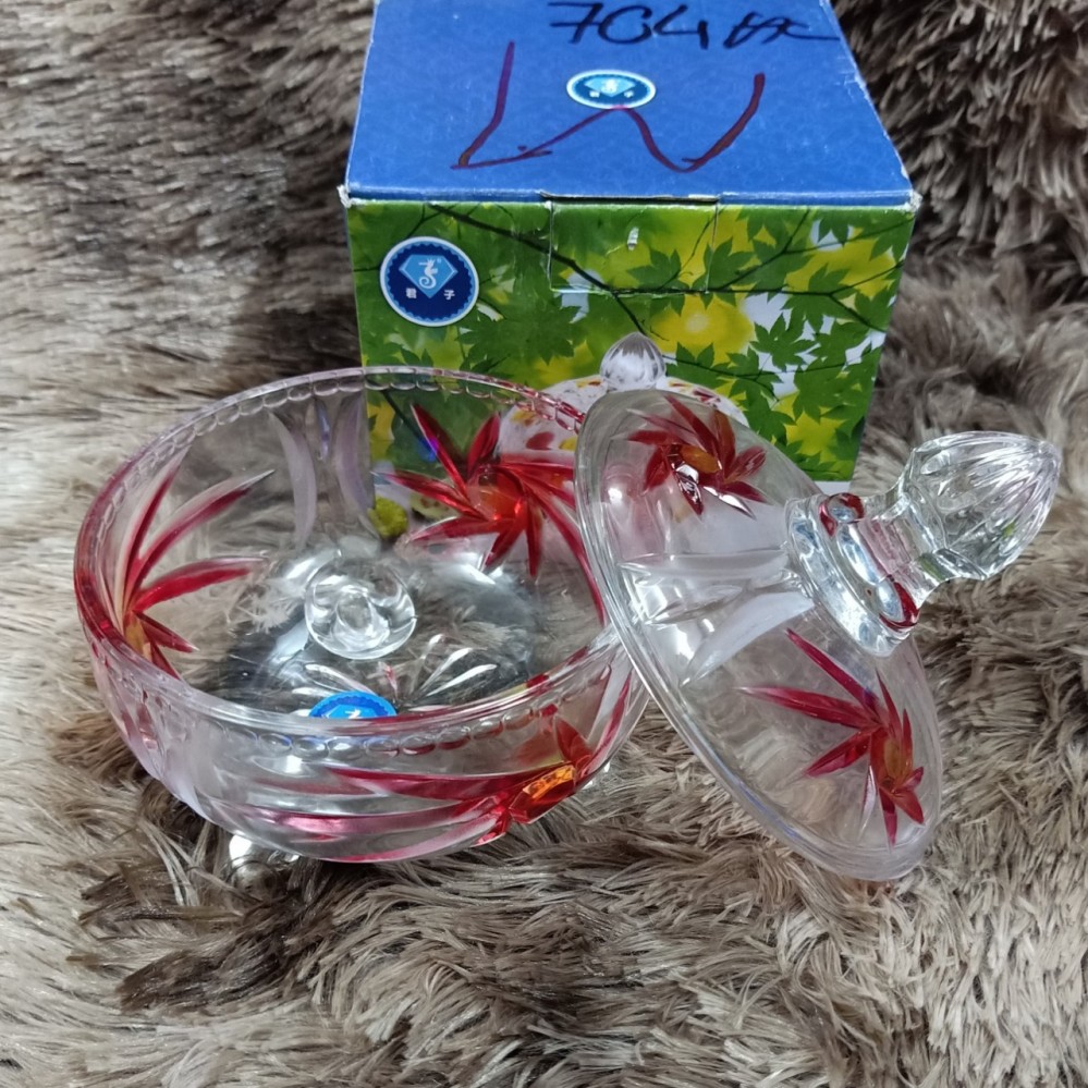 Hũ thủy tinh đựng mứt 3 chân màu