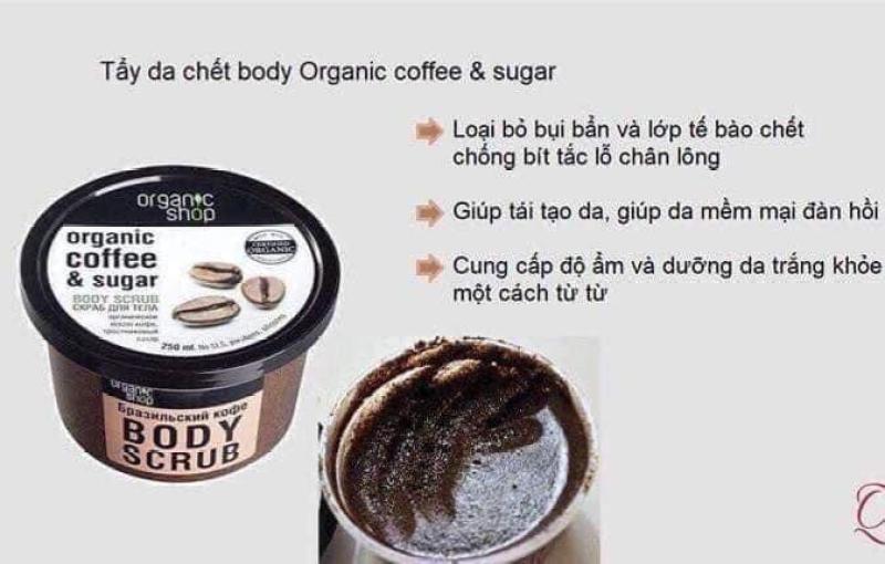 Kem tẩy da chết toàn thân ORGANIC SHOP chiết xuất cà phê