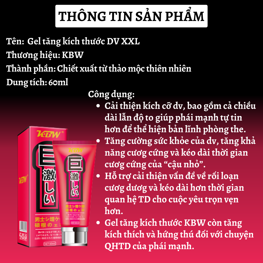 [Bán chạy] Kem tăng kích thước cậu nhỏ khổng lồ 18-20cm vĩnh viễn KBW Tăng Kích Thước Chống Xuất Sớm Tăng Sức Mạnh Cho Nam Giới Nam Tăng kích thước To hơn Dài hơn Bền bỉ hơn