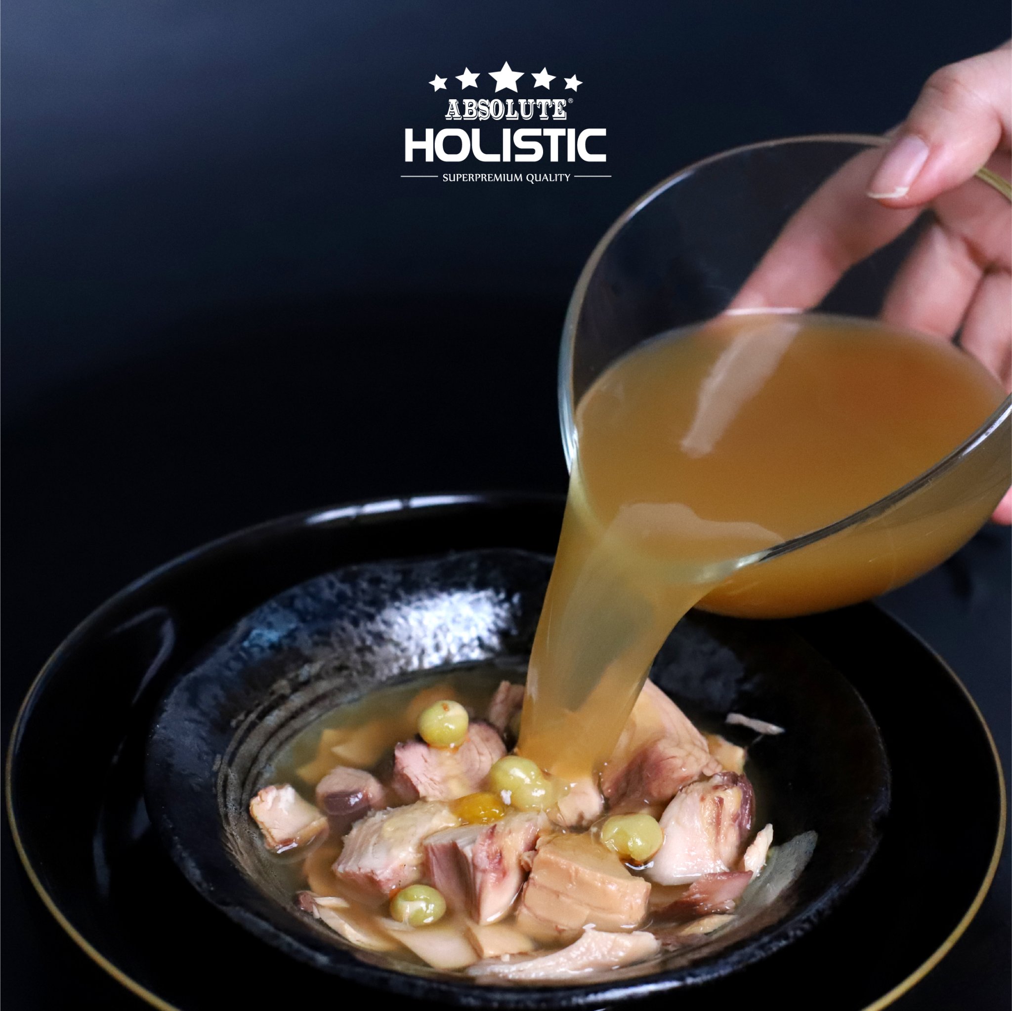 Pate gà cá cắt khúc Absolute Holistic Broth Chunks cho chó và mèo lon 80g