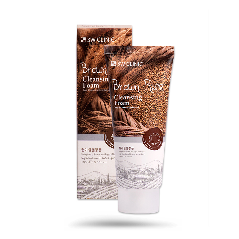 [HCM]Sữa rửa mặt làm sạch sâu và sáng da chiết xuất từ lúa mạch 3W CLINIC BROWN RICE CLEANSING FOAM 100ml-Hàn Quốc Chính Hãng