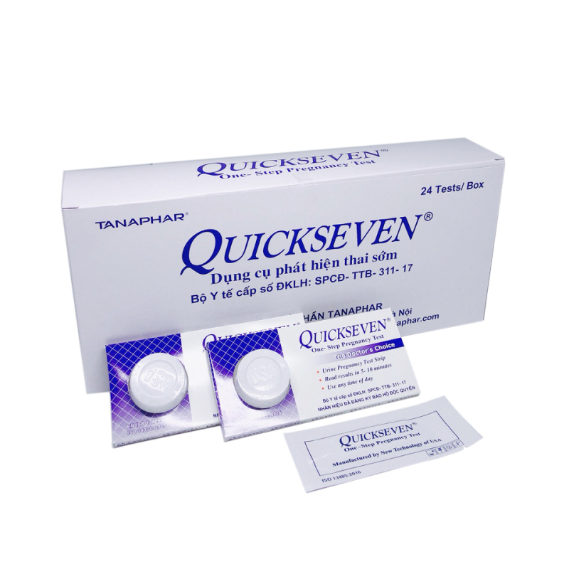 Que thử thai Quickseven phát hiện thai sớm - nhanh chóng - đơn giản - chính xác - Hộp to 24 que cao cấp