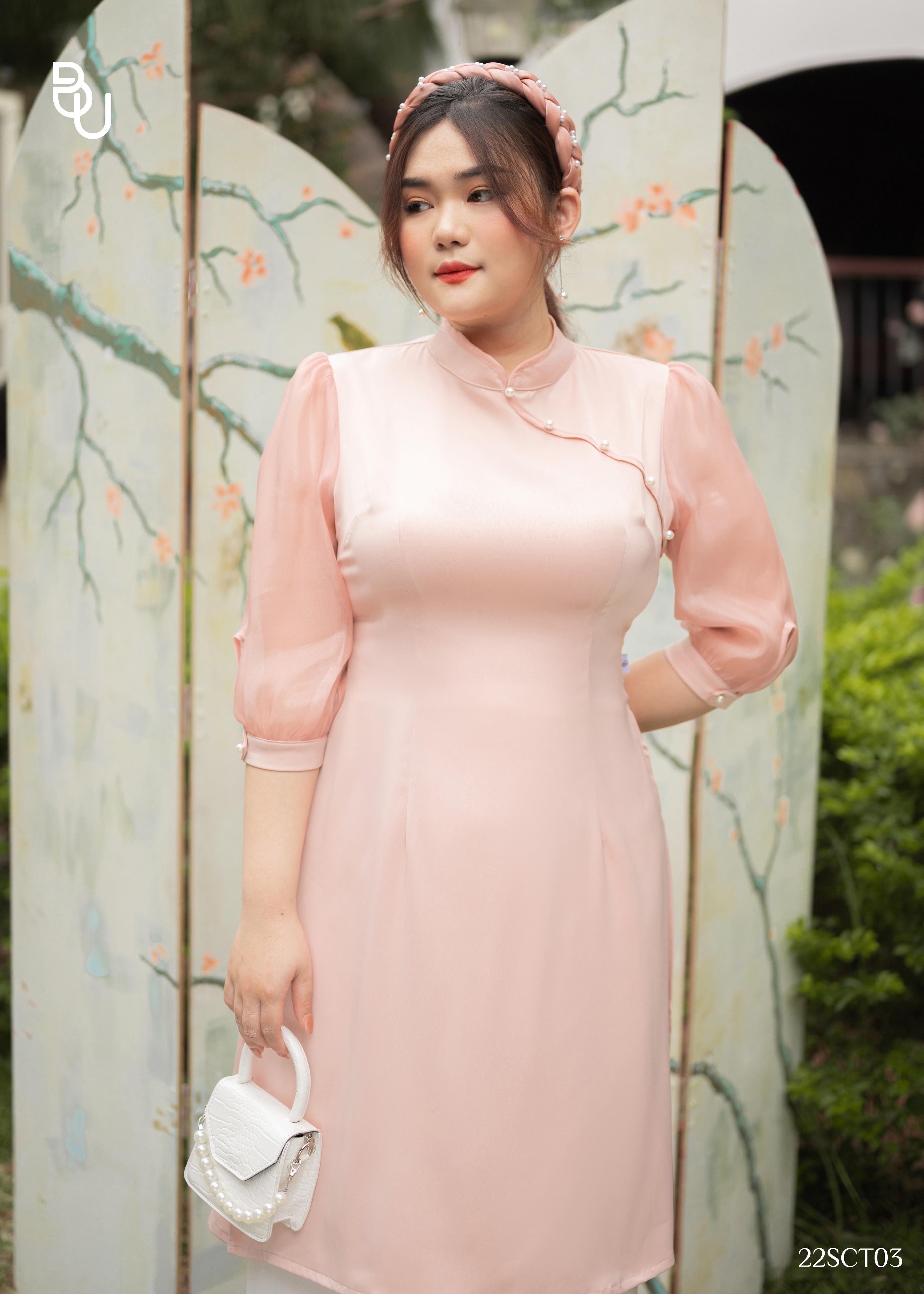 Áo dài lé ngực cúc chéo BIGSIZE (55kg đến 95kg) - 22SCT03 - [BUStu Bigsize]