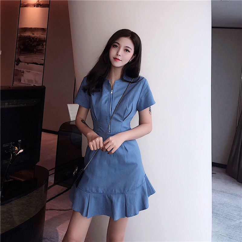 2023 trang phục cho con bú đi chơi hot mom mùa hè váy liền thời kỳ cho con bú mẫu mới váy có khóa kéo eo thon gọn khí chất dáng người nhỏ