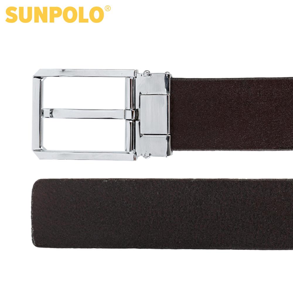 Thắt lưng nam da bò khóa kim đơn giản SunPoLo BS02DN (Đen, Nâu)