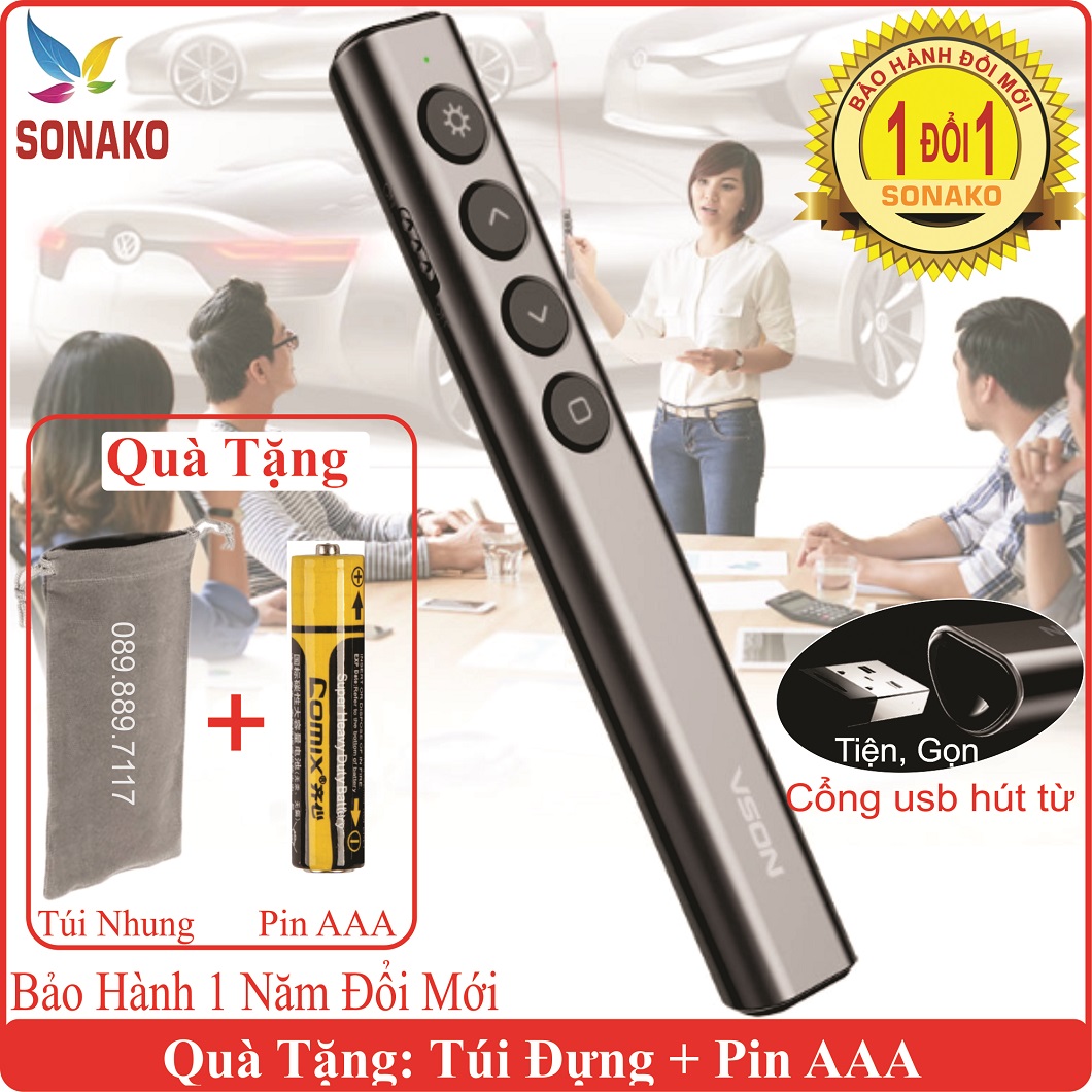 Bút trình chiếu Slide Laser VSON N35 chuyên nghiệp, bảo hành đổi mới 12 tháng -Sonako