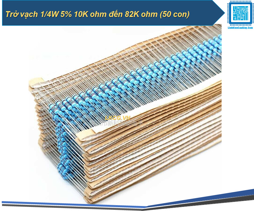 Trở vạch 1/4W 5% 10K ohm đến 82K ohm (50 con)