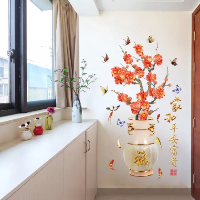 Decal dán tường: Bình hoa 3D sang trọng GS225