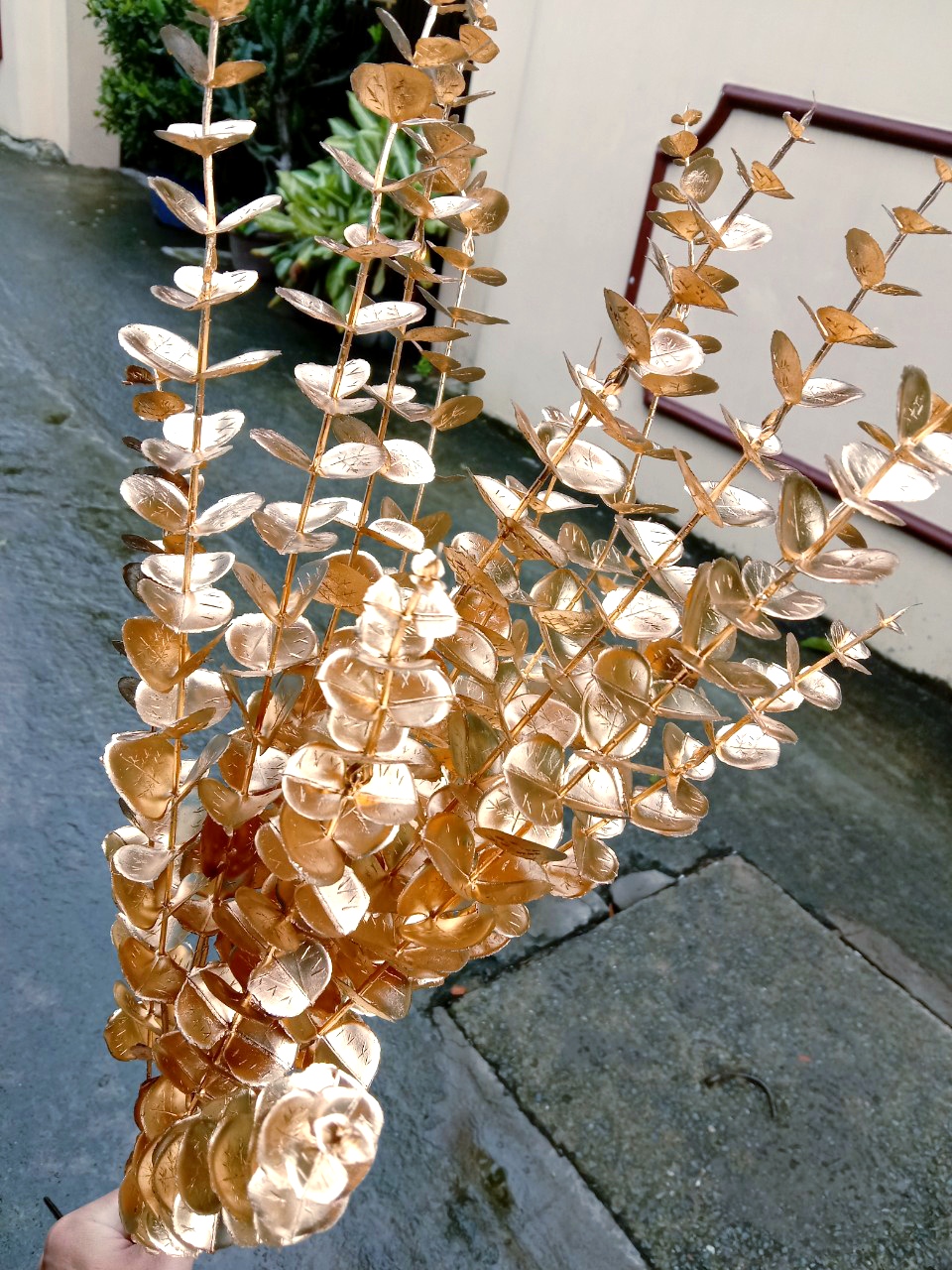 hoa lụa - cành vàng trang trí, rẻ quạt
