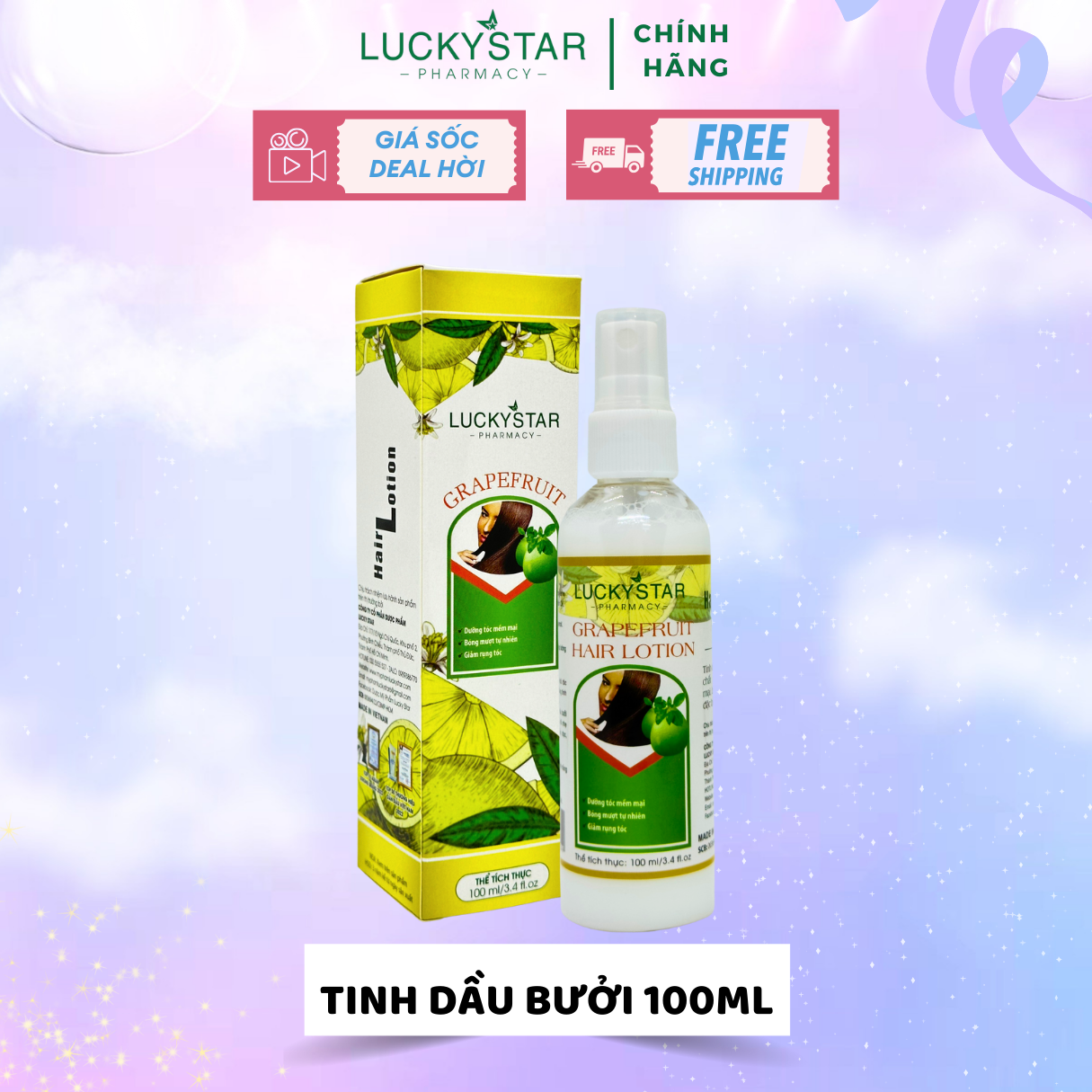 Lotion Dưỡng Tóc Tinh Dầu Bưởi Lucky Star  100ml