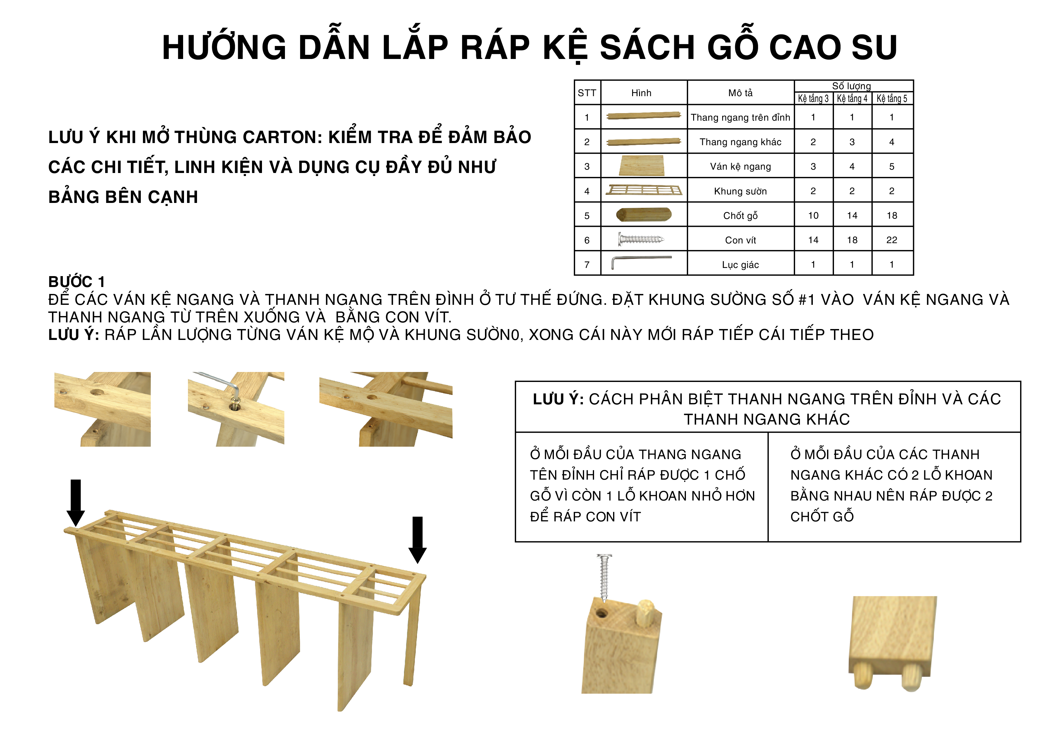 5-Tier Rubber Wood Bookshelf