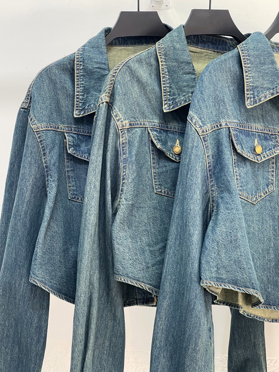 AfterBefore | Áo Denim Crop Top Tay Dài