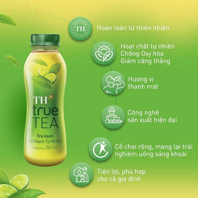 Trà TH true Tea Trà xanh vị chanh - Trà Oolong 350ml