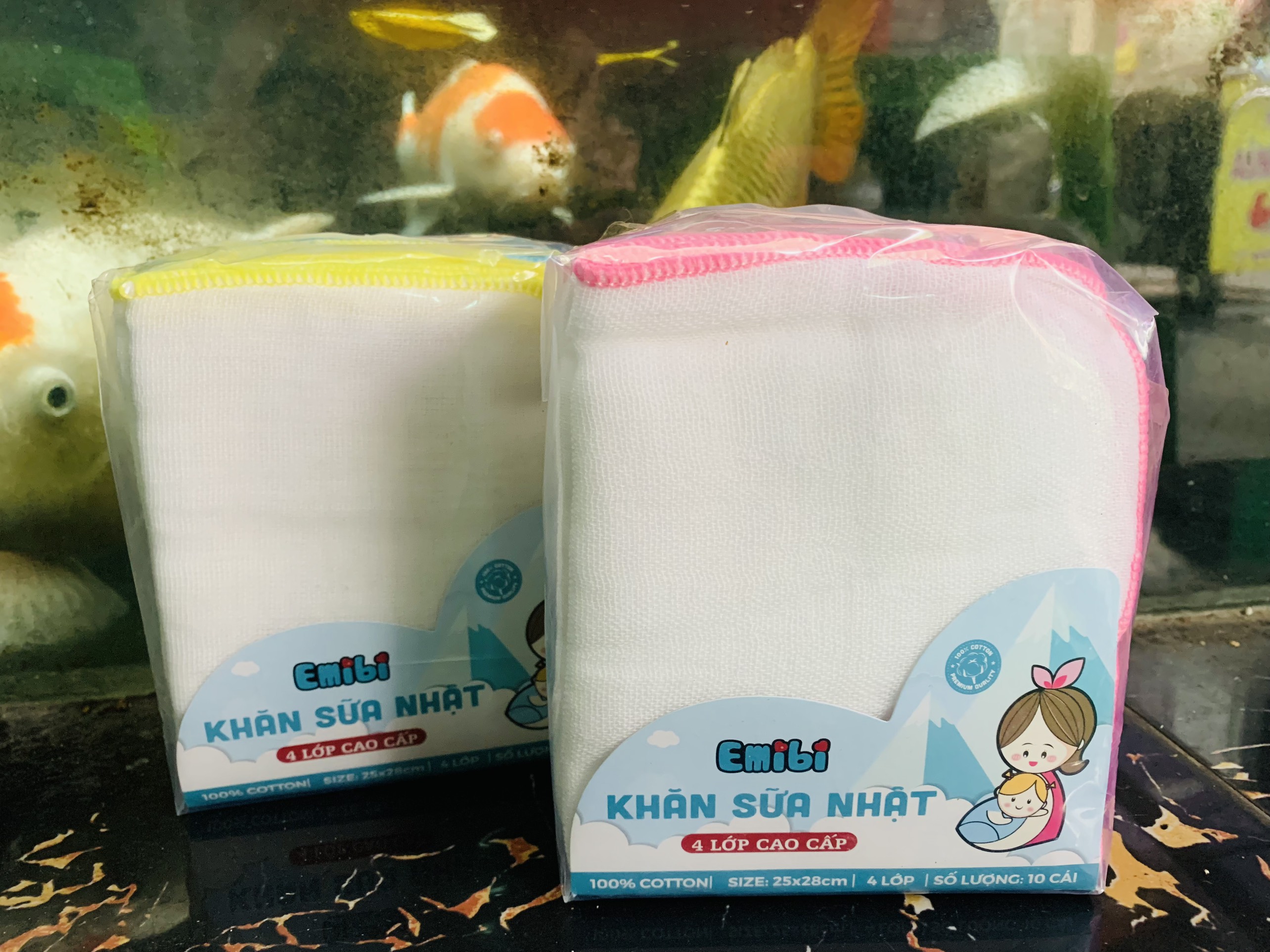 Khăn xô sữa cho bé 4 lớp gói 10 chiếc Emibi
