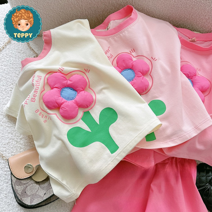 Set bộ đùi áo hoa nổi cho bé gái (7kg-16kg)