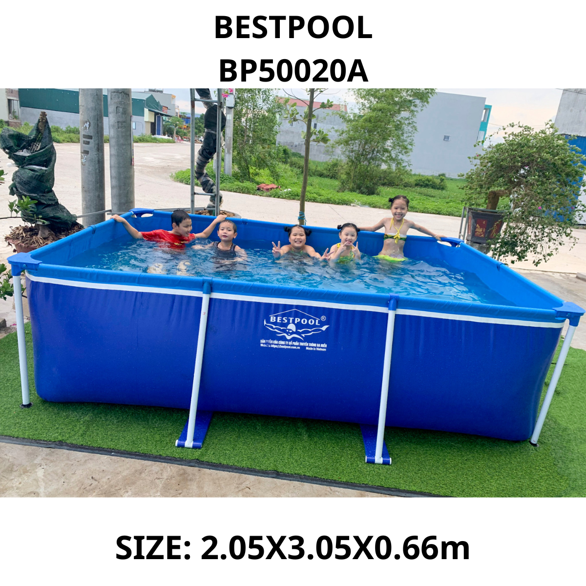 Bể bơi lắp ghép bestpool bp50022 kt 2.25m x 4.05m x0.86m, bể bơi gia đình, bể bơi cho bé, bể bơi khung kim loại - befoyo