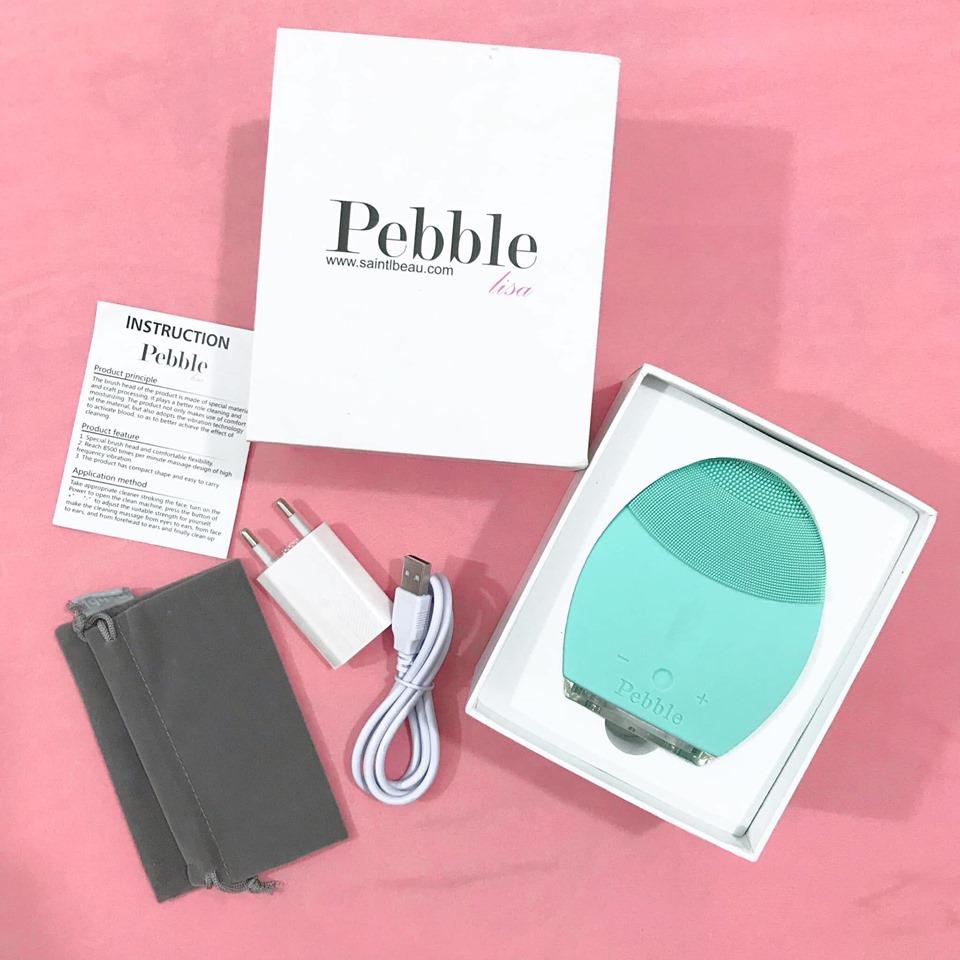 [HCM]Máy rửa mặt Pebble Lisa gen 5- xanh mint [Bảo hành 12 tháng full box]