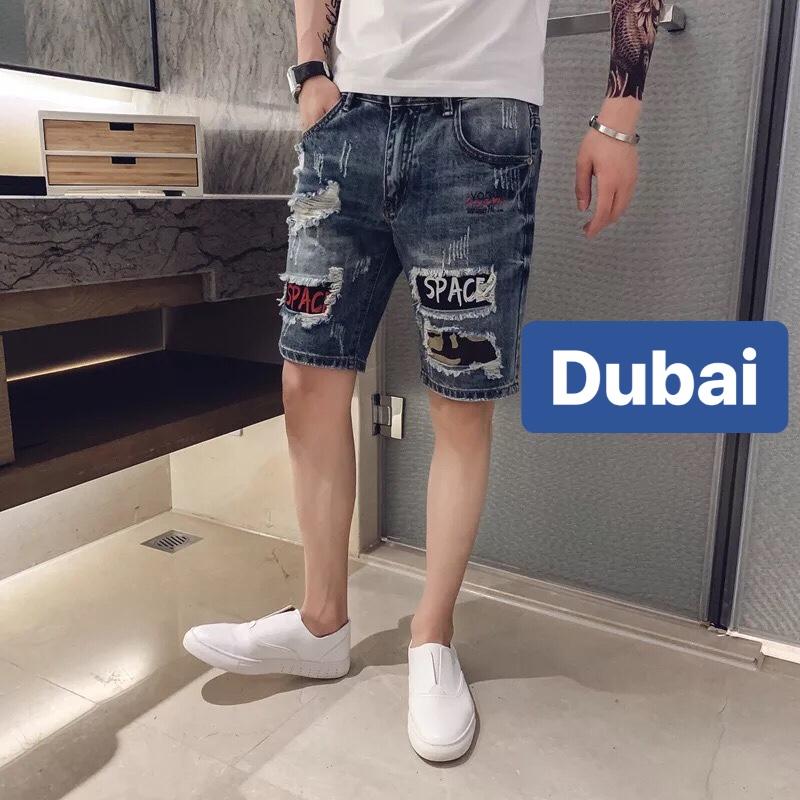 QUẦN SHORT SỌT JEAN NAM CHẤT BÒ XANH THÊU LỬNG NGỐ UNISEX HÀN QUỐC CAO CẤP DB-190 - DUBAI FASHION